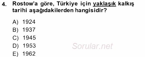 İktisadi Büyüme 2014 - 2015 Tek Ders Sınavı 4.Soru