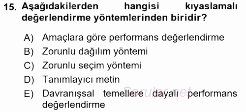 Çalışma Psikolojisi 2015 - 2016 Ara Sınavı 15.Soru