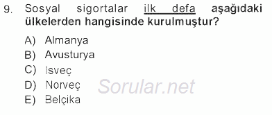 Sağlık Sigortacılığı 2012 - 2013 Tek Ders Sınavı 9.Soru