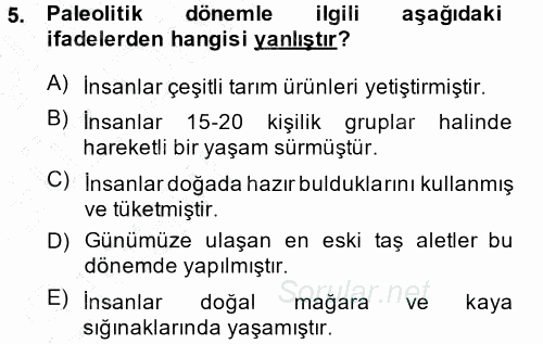 Eski Anadolu Tarihi 2014 - 2015 Ara Sınavı 5.Soru