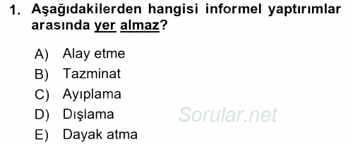 Hukuk Sosyolojisi 2017 - 2018 Ara Sınavı 1.Soru