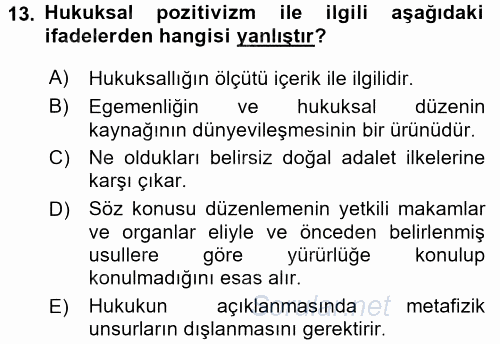 Hukuk Sosyolojisi 2017 - 2018 Ara Sınavı 13.Soru