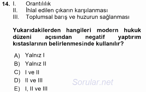 Hukuk Sosyolojisi 2017 - 2018 Ara Sınavı 14.Soru