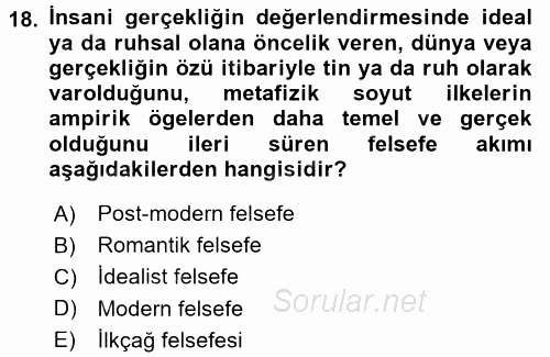 Hukuk Sosyolojisi 2017 - 2018 Ara Sınavı 18.Soru