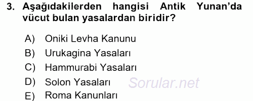 Hukuk Sosyolojisi 2017 - 2018 Ara Sınavı 3.Soru