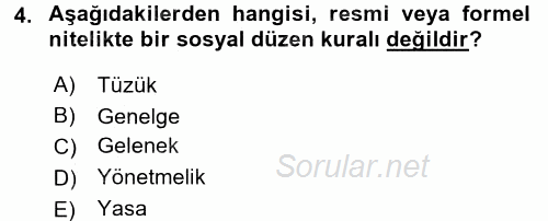 Hukuk Sosyolojisi 2017 - 2018 Ara Sınavı 4.Soru