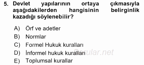 Hukuk Sosyolojisi 2017 - 2018 Ara Sınavı 5.Soru