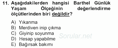 Temel Bakım Hizmetleri 2013 - 2014 Ara Sınavı 11.Soru