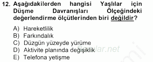 Temel Bakım Hizmetleri 2013 - 2014 Ara Sınavı 12.Soru