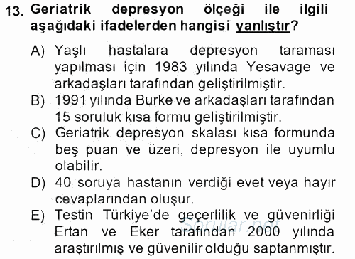 Temel Bakım Hizmetleri 2013 - 2014 Ara Sınavı 13.Soru