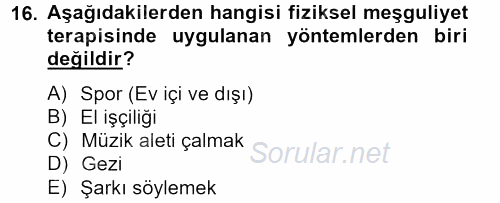 Temel Bakım Hizmetleri 2013 - 2014 Ara Sınavı 16.Soru