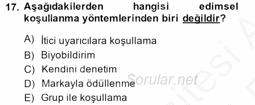 Temel Bakım Hizmetleri 2013 - 2014 Ara Sınavı 17.Soru