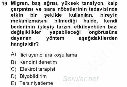 Temel Bakım Hizmetleri 2013 - 2014 Ara Sınavı 19.Soru