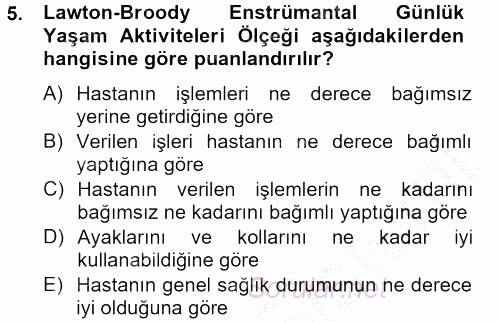 Temel Bakım Hizmetleri 2013 - 2014 Ara Sınavı 5.Soru