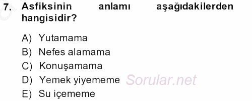 Temel Bakım Hizmetleri 2013 - 2014 Ara Sınavı 7.Soru
