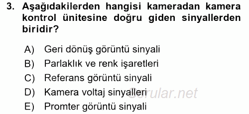 Radyo ve Televizyon Stüdyoları 2015 - 2016 Dönem Sonu Sınavı 3.Soru