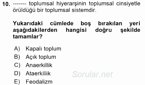 Sosyal Hizmet Mevzuatı 2017 - 2018 Ara Sınavı 10.Soru