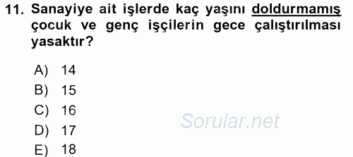 Sosyal Hizmet Mevzuatı 2017 - 2018 Ara Sınavı 11.Soru