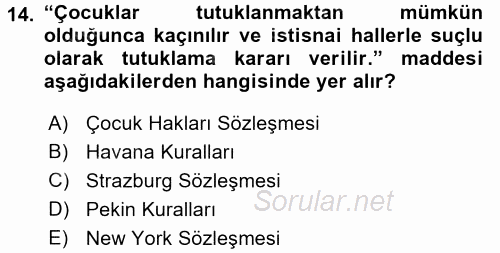 Sosyal Hizmet Mevzuatı 2017 - 2018 Ara Sınavı 14.Soru