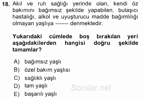 Sosyal Hizmet Mevzuatı 2017 - 2018 Ara Sınavı 18.Soru