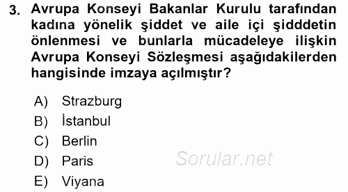 Sosyal Hizmet Mevzuatı 2017 - 2018 Ara Sınavı 3.Soru