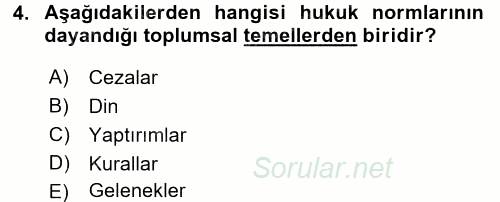 Sosyal Hizmet Mevzuatı 2017 - 2018 Ara Sınavı 4.Soru