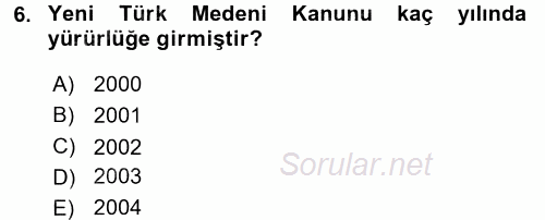 Sosyal Hizmet Mevzuatı 2017 - 2018 Ara Sınavı 6.Soru