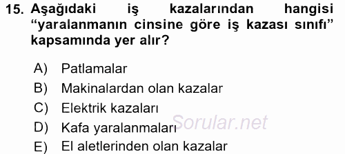 Elektrik Bakım, Arıza Bulma ve Güvenlik 2015 - 2016 Tek Ders Sınavı 15.Soru