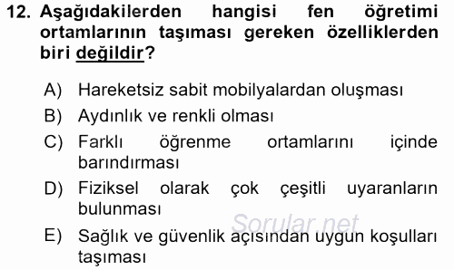 Çocuk, Bilim Ve Teknoloji 2017 - 2018 Ara Sınavı 12.Soru