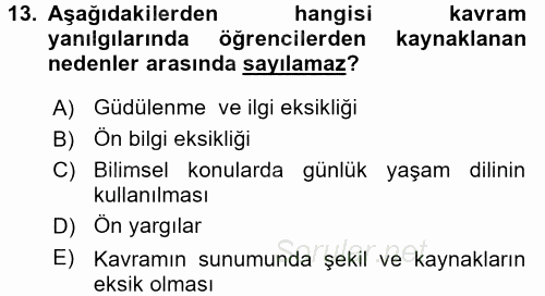 Çocuk, Bilim Ve Teknoloji 2017 - 2018 Ara Sınavı 13.Soru