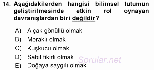 Çocuk, Bilim Ve Teknoloji 2017 - 2018 Ara Sınavı 14.Soru