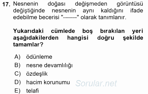 Çocuk, Bilim Ve Teknoloji 2017 - 2018 Ara Sınavı 17.Soru
