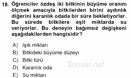 Çocuk, Bilim Ve Teknoloji 2017 - 2018 Ara Sınavı 18.Soru