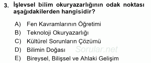 Çocuk, Bilim Ve Teknoloji 2017 - 2018 Ara Sınavı 3.Soru