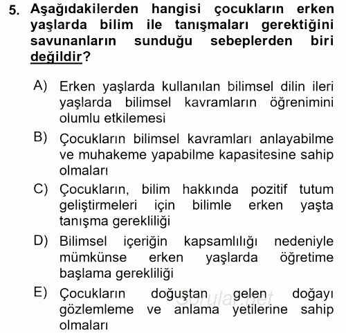 Çocuk, Bilim Ve Teknoloji 2017 - 2018 Ara Sınavı 5.Soru