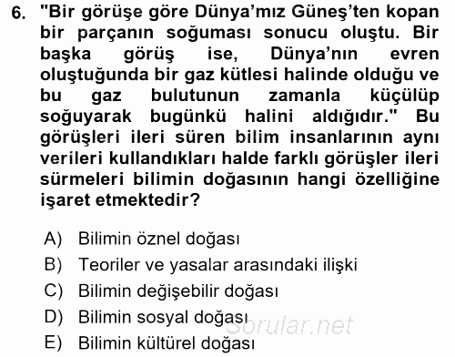 Çocuk, Bilim Ve Teknoloji 2017 - 2018 Ara Sınavı 6.Soru