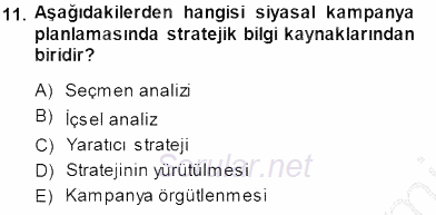 Siyasal İletişim 2013 - 2014 Dönem Sonu Sınavı 11.Soru