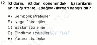 Siyasal İletişim 2013 - 2014 Dönem Sonu Sınavı 12.Soru