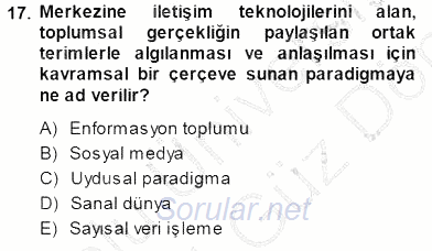 Siyasal İletişim 2013 - 2014 Dönem Sonu Sınavı 17.Soru