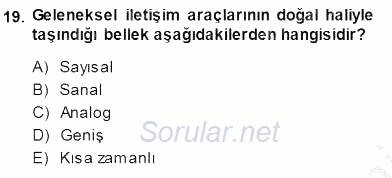 Siyasal İletişim 2013 - 2014 Dönem Sonu Sınavı 19.Soru