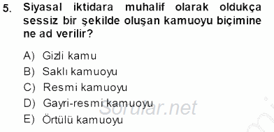 Siyasal İletişim 2013 - 2014 Dönem Sonu Sınavı 5.Soru