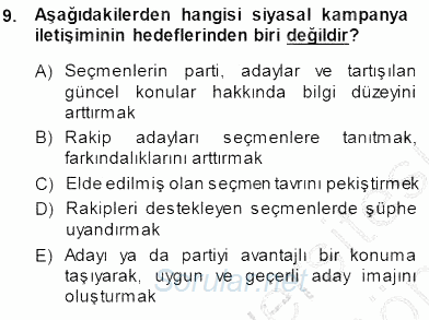 Siyasal İletişim 2013 - 2014 Dönem Sonu Sınavı 9.Soru
