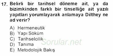 Tarih Felsefesi 2 2014 - 2015 Dönem Sonu Sınavı 17.Soru