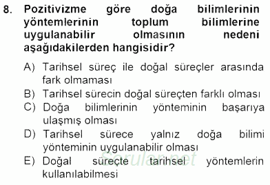 Tarih Felsefesi 2 2014 - 2015 Dönem Sonu Sınavı 8.Soru