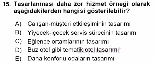Hizmet Tasarımı 2016 - 2017 Ara Sınavı 15.Soru