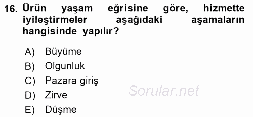 Hizmet Tasarımı 2016 - 2017 Ara Sınavı 16.Soru