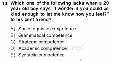 Dilbilim 2 2013 - 2014 Tek Ders Sınavı 10.Soru