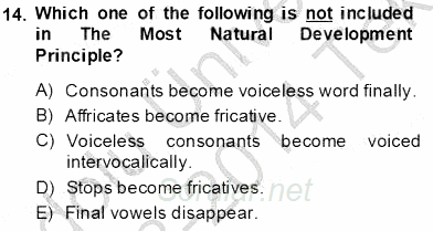 Dilbilim 2 2013 - 2014 Tek Ders Sınavı 14.Soru