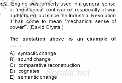 Dilbilim 2 2013 - 2014 Tek Ders Sınavı 15.Soru