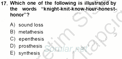 Dilbilim 2 2013 - 2014 Tek Ders Sınavı 17.Soru